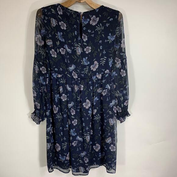 Cece Blue Floral Chiffon Dress Sz Small NWOT - Picture 6 of 11